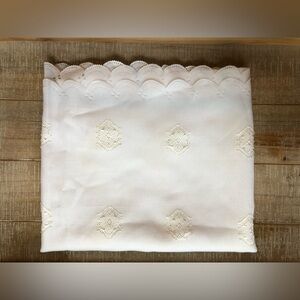 White Scalloped Eyelet Lace Trim fabric or scarf